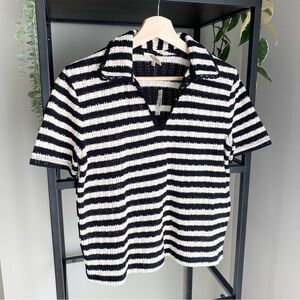 NWT Madewell Crochet Knit V Neck Sweater Tee